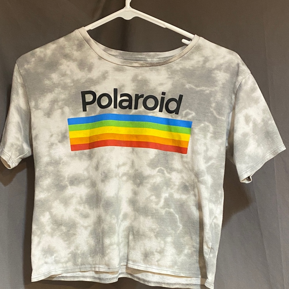 Polaroid Kids Gray Tie-Dye T-Shirt with Rainbow Logo